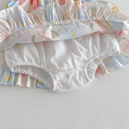 Design Summer Baby Kids Girls Pink Sleeveless Flowers Pattern Strap Bodysuit Dress, MyKids-USA®, Baby & Toddler Dresses, MyKids-USA -  -  -  -  -  -  - .