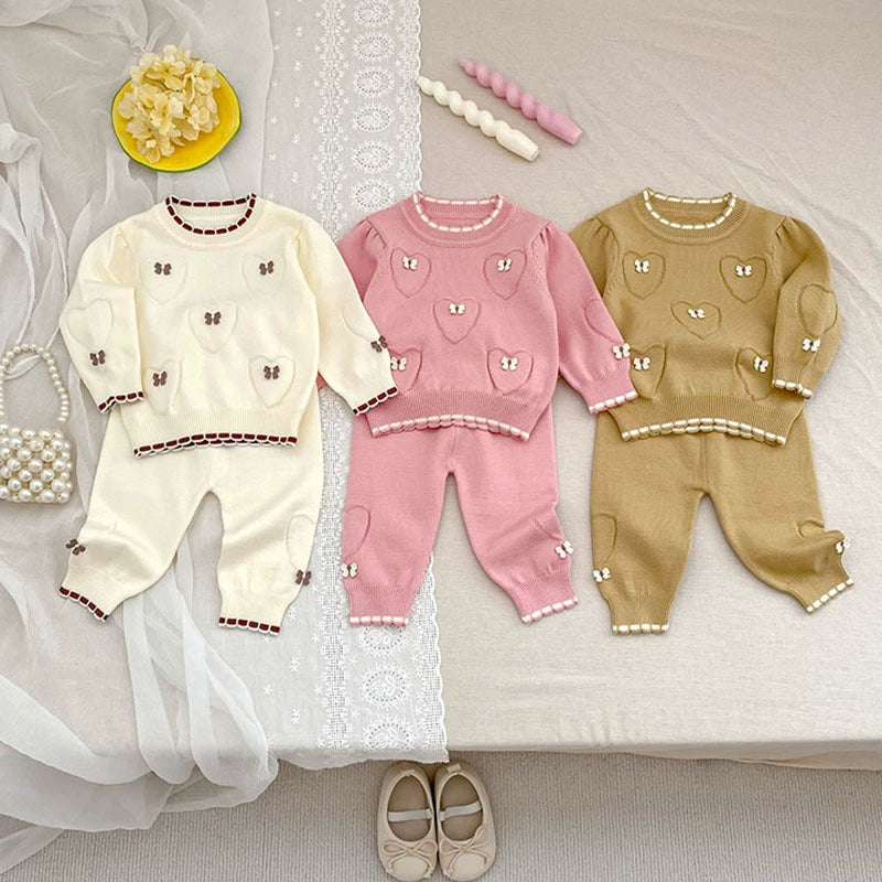 Arrival Autumn Baby Unisex Long Sleeves Heart Jacquard Pattern Knitted Top Sweater and Long Trousers Clothing Set, MyKids-USA®, Baby & Toddler Outfits, MyKids-USA -  -  -  -  -  -  - 