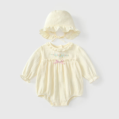 Arrival Autumn Baby Girls Flowers Embroidery Long Sleeves Onesies with Collar, MyKids-USA®, Baby One-Pieces, MyKids-USA - Size/Age - 66 (3-6M) - Color - Apricot -  -  - TR2508132152-A