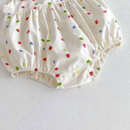 Summer Arrival Baby Girls Cute Sleeveless Colorful Dots Pattern Strap Onesies, MyKids-USA®, Baby One-Pieces, MyKids-USA -  -  -  -  -  -  - 