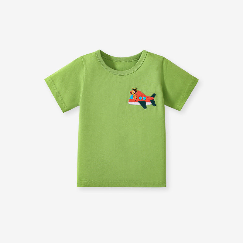 Boys Kids’ Air Plane Cartoon Embroidered T-shirt in European and American Style for Summer, MyKids-USA®, Baby & Toddler Tops, MyKids-USA -  -  -  -  -  -  - 