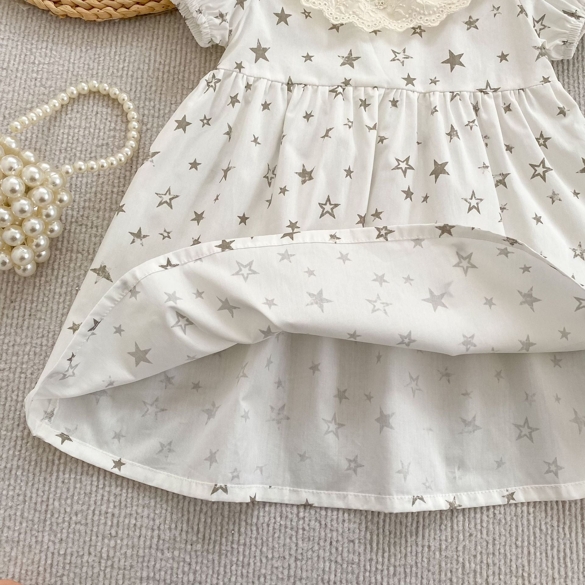 Summer Girls Stars Pattern Flowers Embroidered Collar Onesies and Dress – Princess Sister Matching Set, MyKids-USA®, Baby & Children's Outfits, MyKids-USA -  -  -  -  -  -  - .