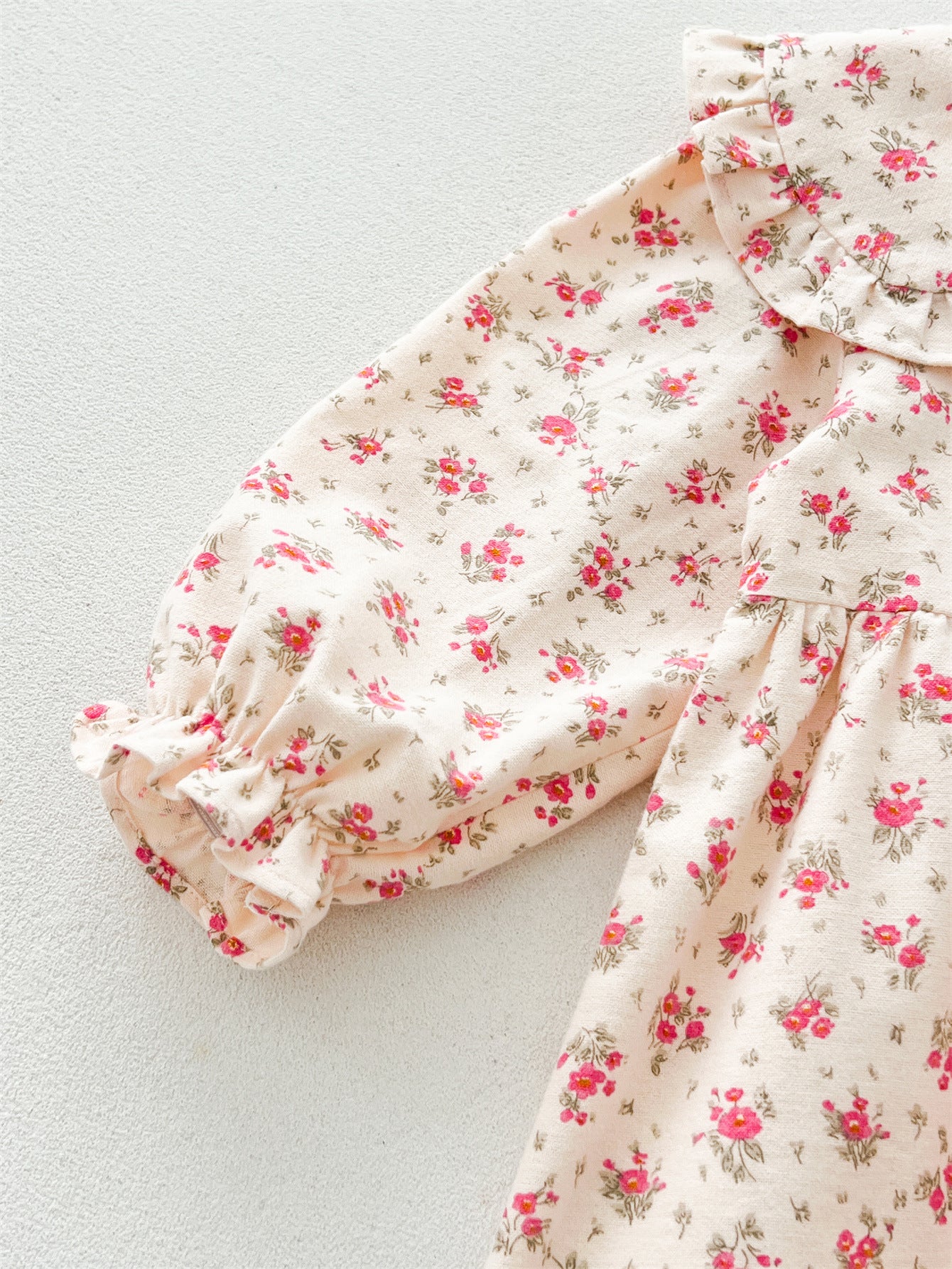 Spring and Autumn Stylish Floral Print Long-sleeved Dress with Collar for Girls, MyKids-USA®, Baby & Toddler Dresses, MyKids-USA -  -  -  -  -  -  - 