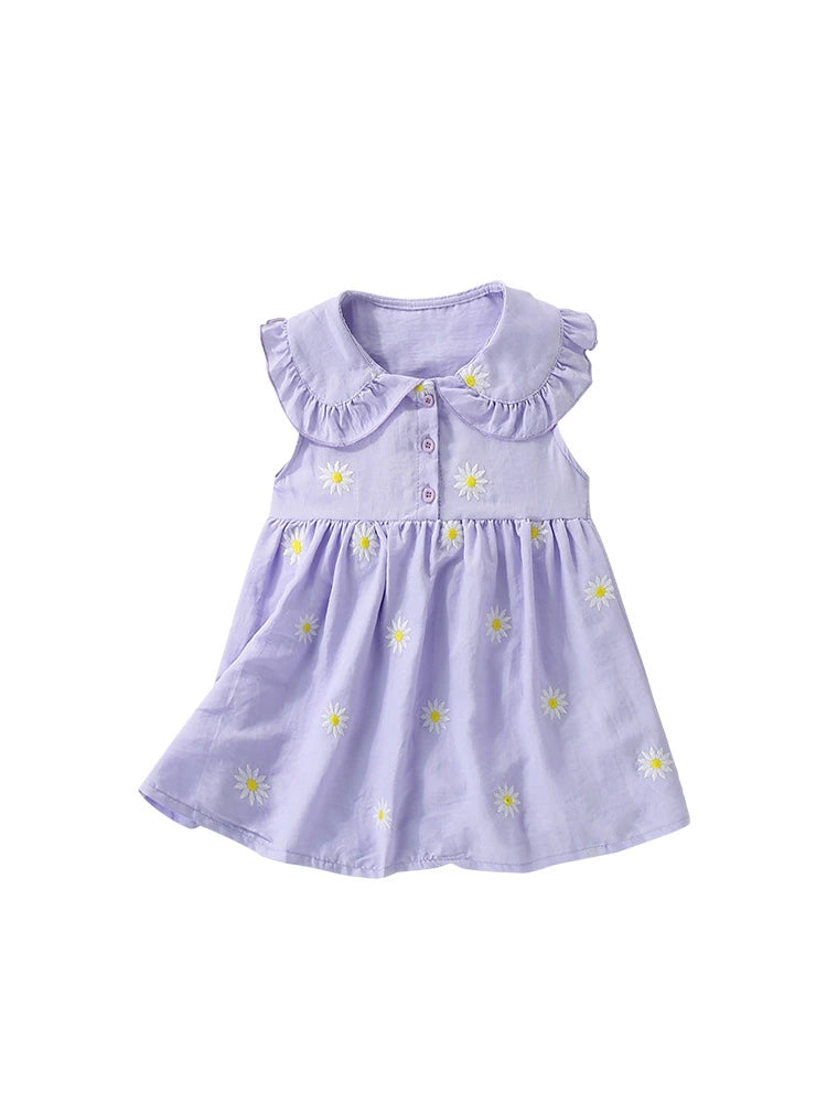 Summer Arrival Cute Flowers Pattern Sleeveless Dress with Collar for Stylish Girls, MyKids-USA®, Baby & Toddler Dresses, MyKids-USA -  -  -  -  -  -  - 