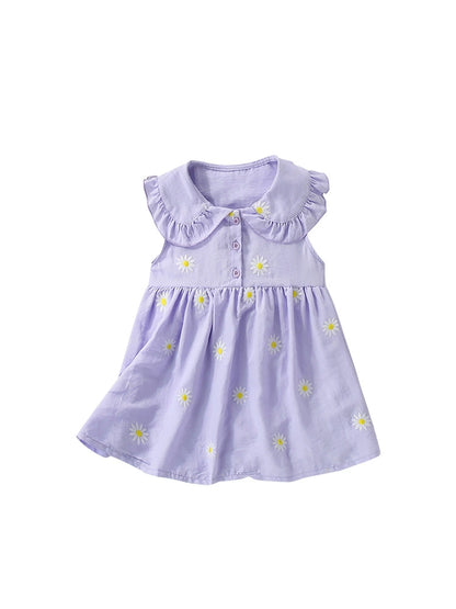 Summer Arrival Cute Flowers Pattern Sleeveless Dress with Collar for Stylish Girls, MyKids-USA®, Baby & Toddler Dresses, MyKids-USA -  -  -  -  -  -  - 