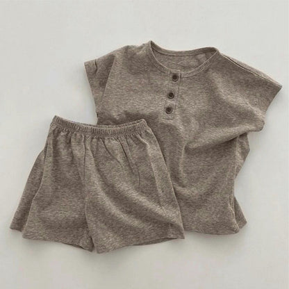 MyKids-USA® Arrival Summer Baby Kids Short Sleeves Plain T-shirt and Shorts Clothing Set