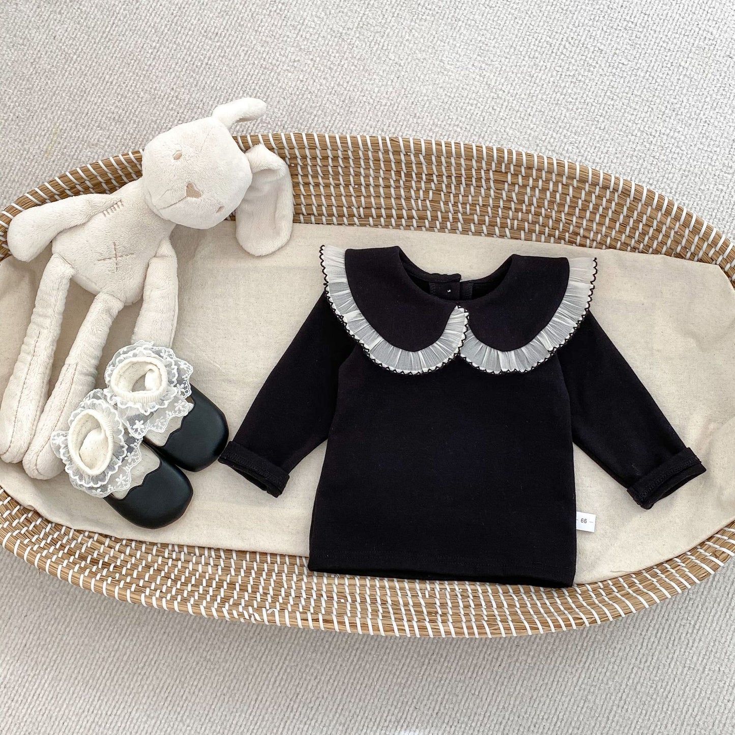 Arrival Spring Girls Long Sleeves Lace-trim Turn-down Collar Top and Sleeveless Onesies Set Clothing Set, MyKids-USA®, Baby One-Pieces, MyKids-USA -  -  -  -  -  -  - 