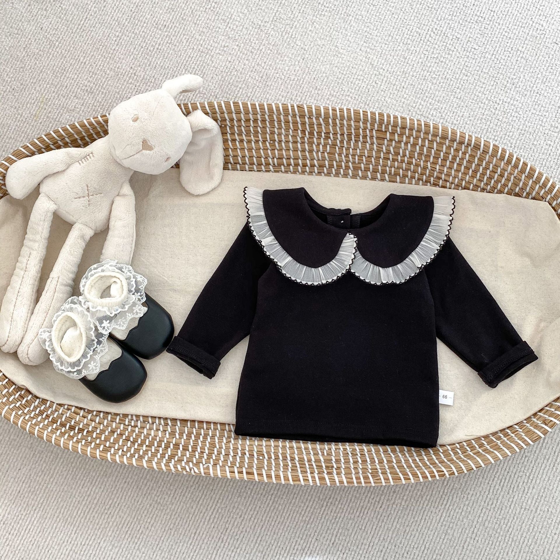 Arrival Spring Girls Long Sleeves Lace-trim Turn-down Collar Top and Sleeveless Onesies Set Clothing Set, MyKids-USA®, Baby One-Pieces, MyKids-USA -  -  -  -  -  -  - 