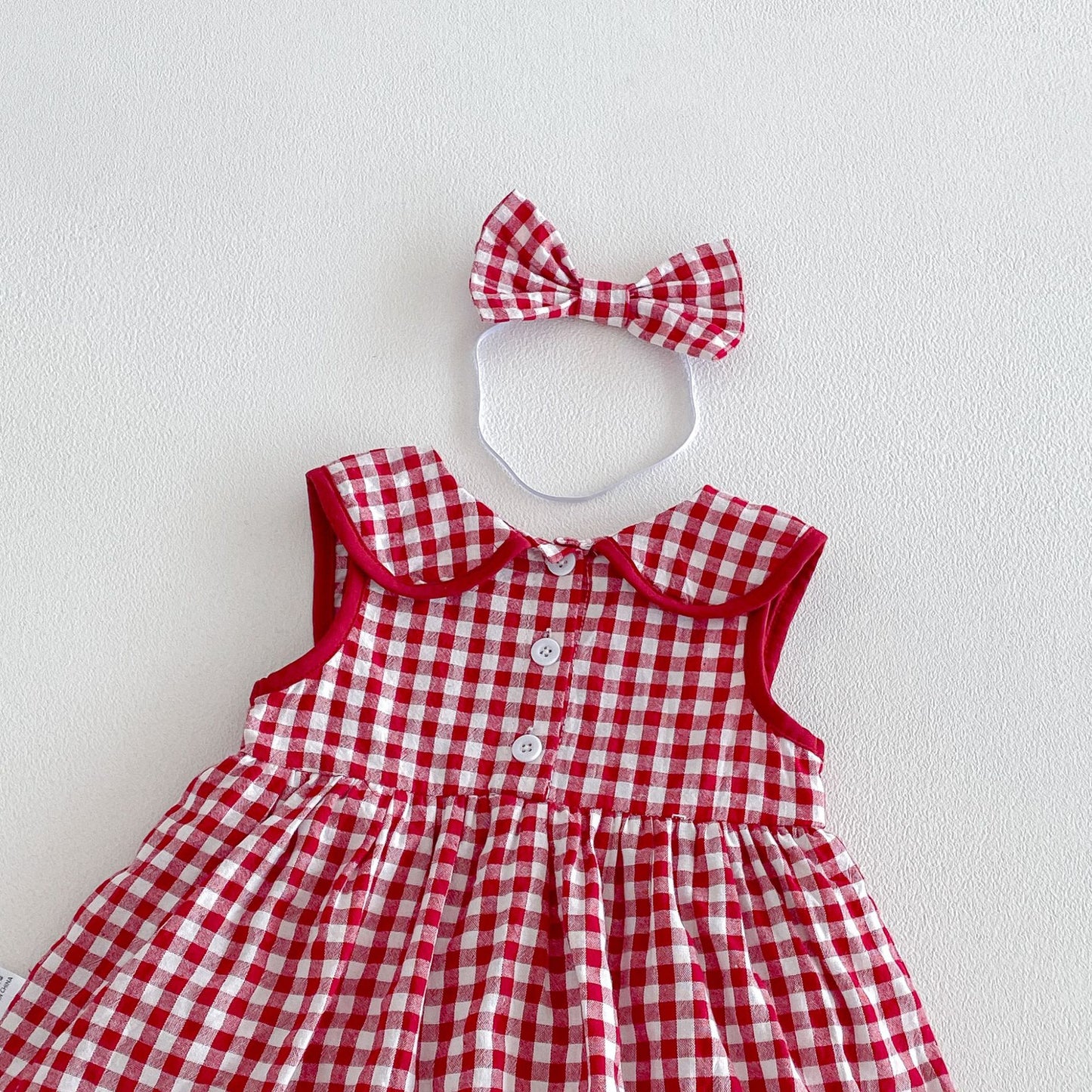 Design Summer Baby Kids Girls Sleeveless Plaid Bodysuit Dress