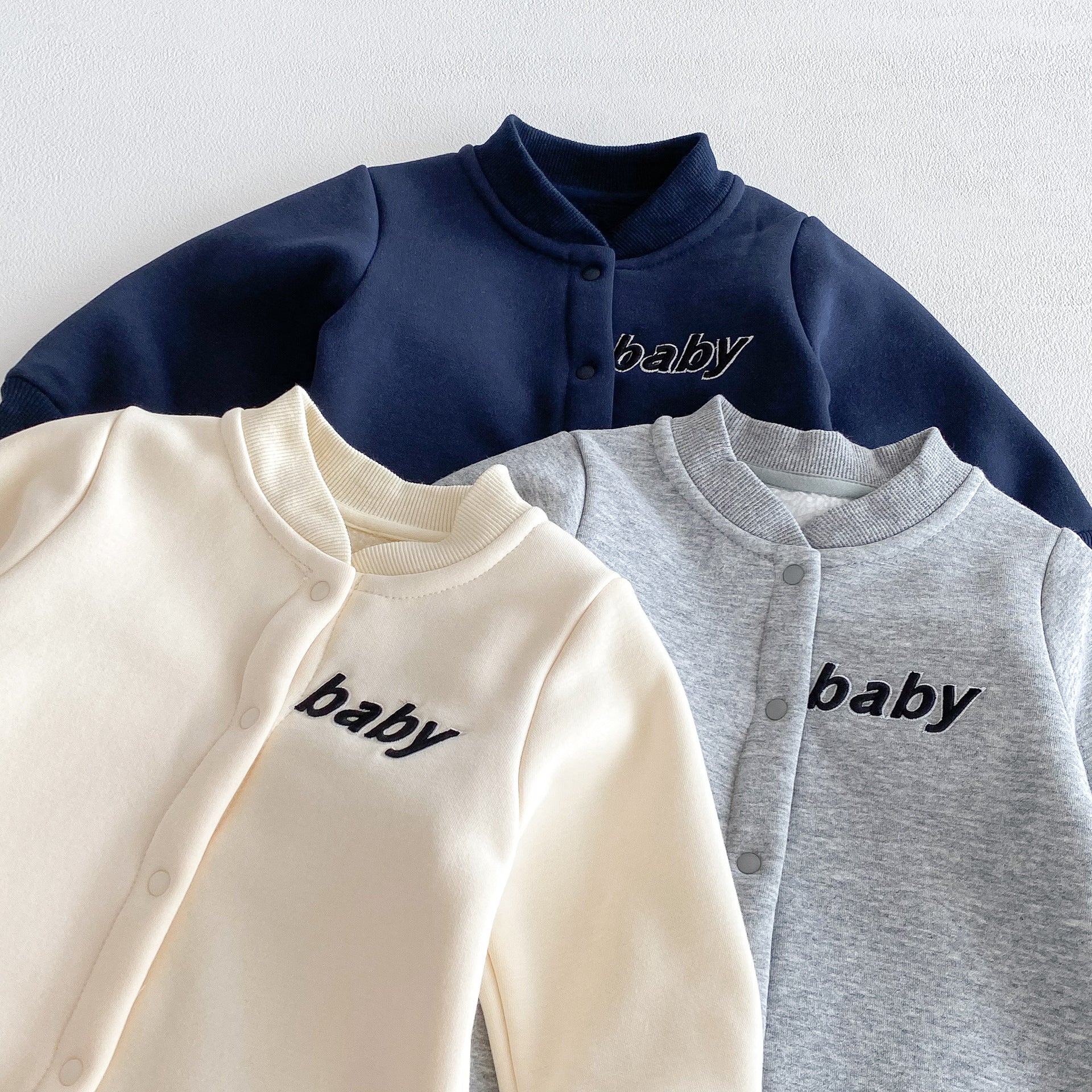 Winter and Autumn Arrival Baby Unisex Long Sleeves Letters Pattern Warm Fleece Rompers, MyKids-USA®, Baby One-Pieces, MyKids-USA -  -  -  -  -  -  - 