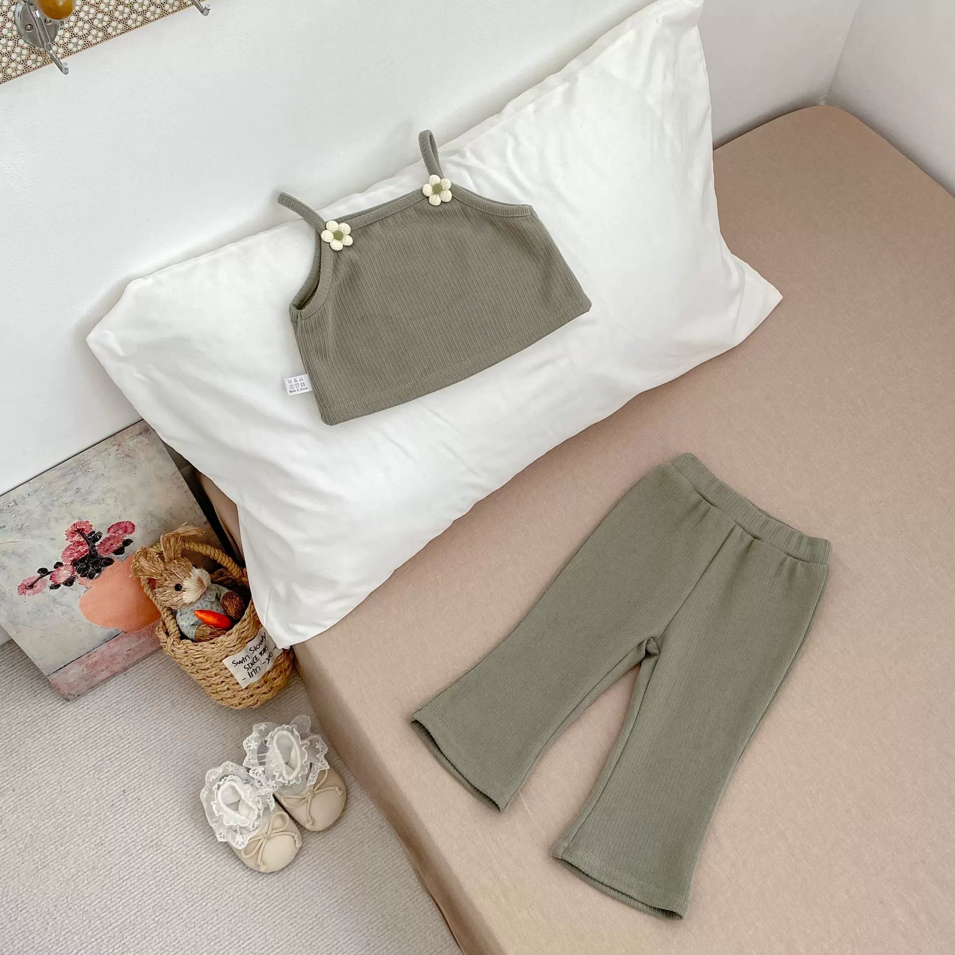 Spring and Autumn Baby Kids Girls Flowers Decorated Sleeveless Vest, Plain Long Sleeves Top and Pants Clothing Set, MyKids-USA®, Baby & Toddler Outfits, MyKids-USA -  -  -  -  -  -  - 