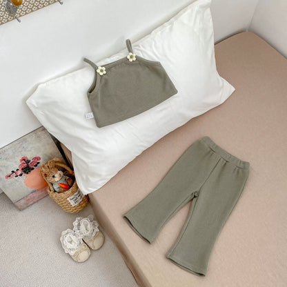 Spring and Autumn Baby Kids Girls Flowers Decorated Sleeveless Vest, Plain Long Sleeves Top and Pants Clothing Set, MyKids-USA®, Baby & Toddler Outfits, MyKids-USA -  -  -  -  -  -  - 