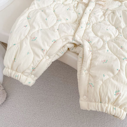 Winter Arrival Baby Girls Long Sleeves Floral Pattern Fleece-Lined Warm Rompers, MyKids-USA®, Baby One-Pieces, MyKids-USA -  -  -  -  -  -  - 