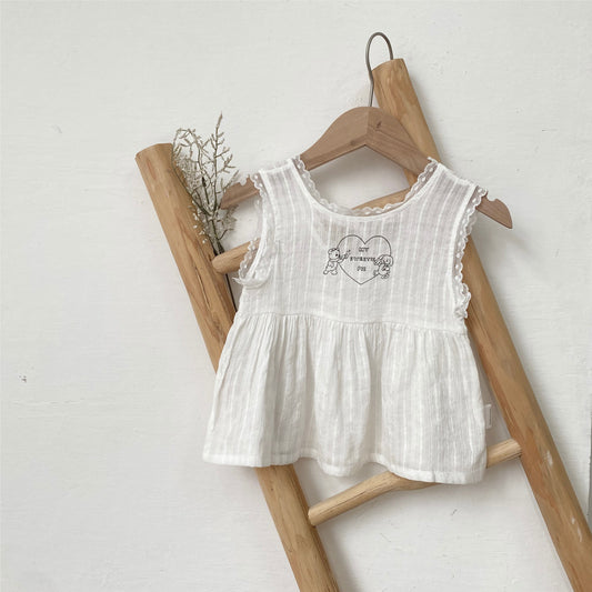 MyKids-USA® Summer Arrival Baby Girls Sleeveless Cute Lace Trim Thin Dress