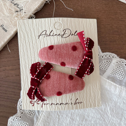 Collection of Cute Pink Dots Pattern Hair Clips or Hair Ties, MyKids-USA®, Hair Pins, Claws & Clips, MyKids-USA - Size/Age - Average Size (0-12Y） - Color - Light Pink -  -  - TR2604012352-F.