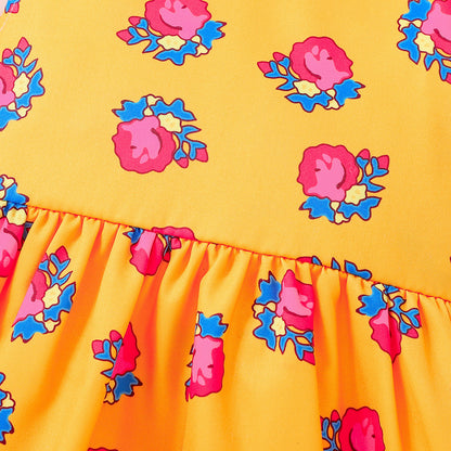 Design Summer Baby Kids Girls Sleeveless Flowers Pattern Dress with Hat