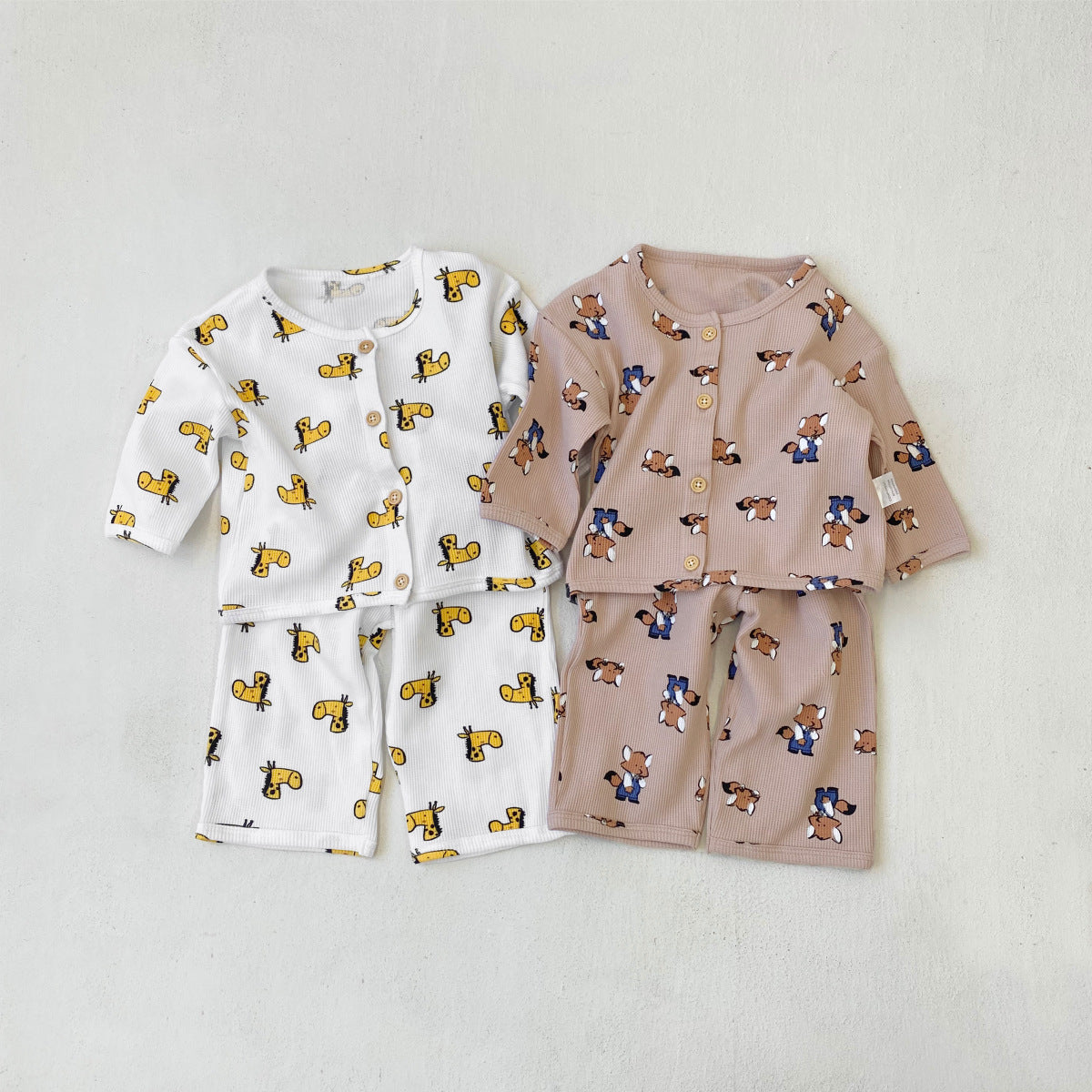 MyKids-USA® Spring and Autumn Baby Kids Unisex Long Sleeves Cartoon Shirt and Pants Pajamas Clothing Set