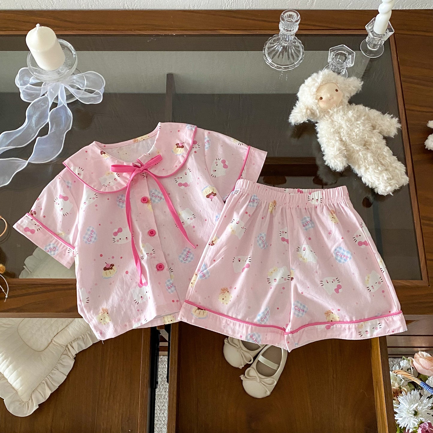 Summer Baby Kids Boys and Girls Short Sleeves Cute Pattern Shirt and Shorts Clothing Set, MyKids-USA®, Baby & Children's Outfits, MyKids-USA - Size/Age - 80 (9-12M) - Color - Pink -  -  - TR2604072250-D.