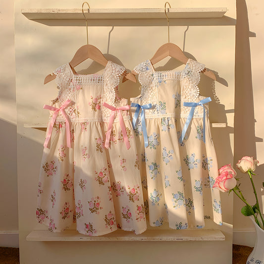 Summer Baby Kids Girls Sleeveless Flowers Printed and Embroidered Pattern Dress, MyKids-USA®, Baby & Toddler Dresses, MyKids-USA -  -  -  -  -  -  - 