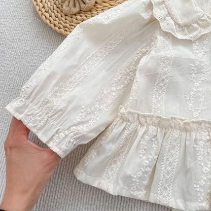 MyKids-USA® Arrival Autumn Baby Kids Girls Long Sleeves Flowers Embroidered Shirt