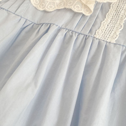 Summer Girls Flowers Pattern Lace Trim Onesies and Dress – Princess Sister Matching Set