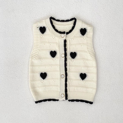 Autumn Arrival Baby Unisex Comfortable Hearts Pattern Knitted Sleeveless Vest, MyKids-USA®, Sweaters, MyKids-USA - Size/Age - 73 (6-9M) - Color - Beige -  -  - TR2508042338-A