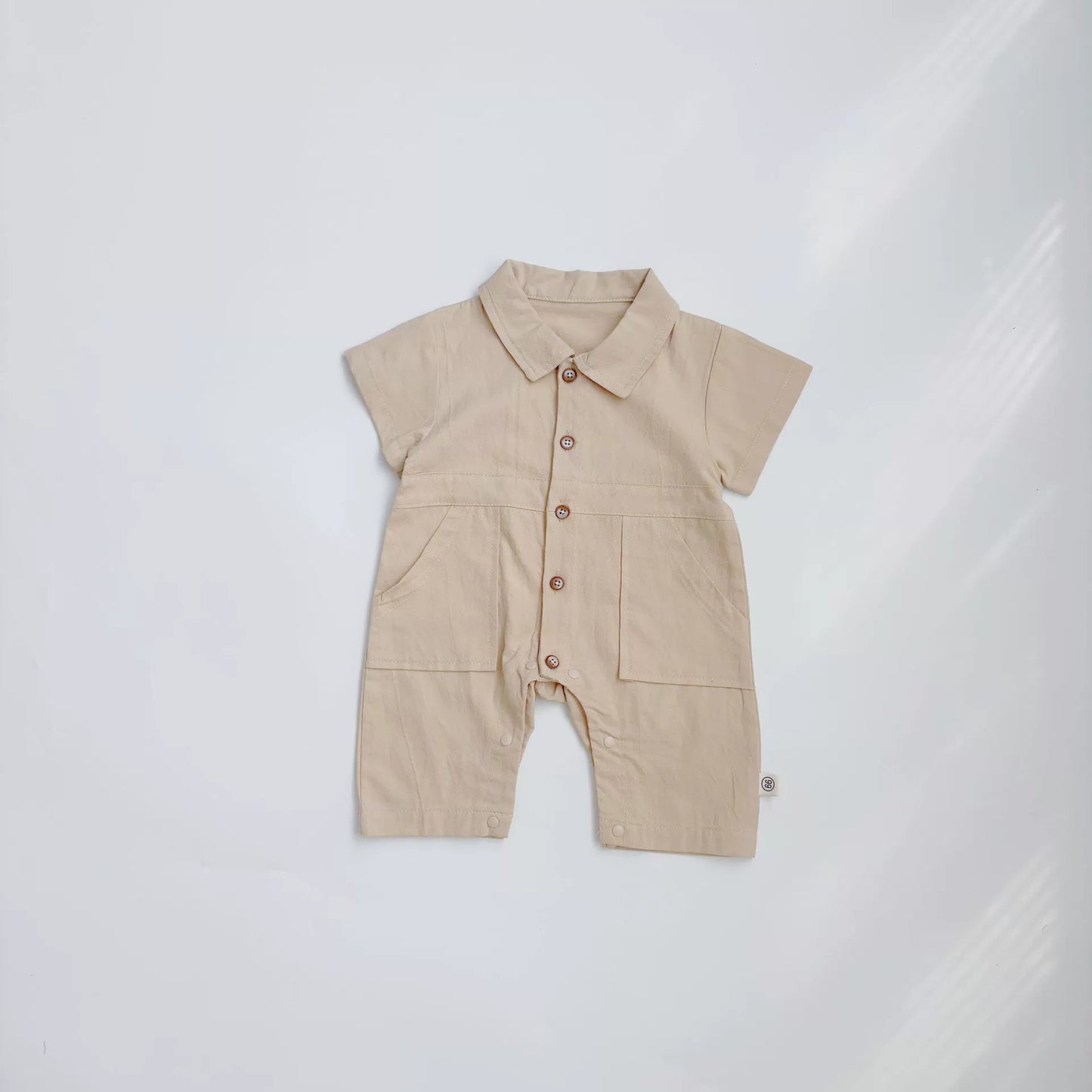 Summer Arrival Baby Boys Casual Solid Color Single Breasted Short Sleeves Rompers, MyKids-USA®, Baby One-Pieces, MyKids-USA - Size/Age - 66 (3-6M) - Color - Khaki -  -  - TR2504271554-B