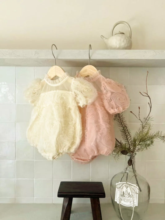 Summer Hot Selling Baby Kids Girls Short Sleeves Ruffle Neck Thin Floral Mesh Princess Dress, MyKids-USA®, Baby One-Pieces, MyKids-USA -  -  -  -  -  -  - 