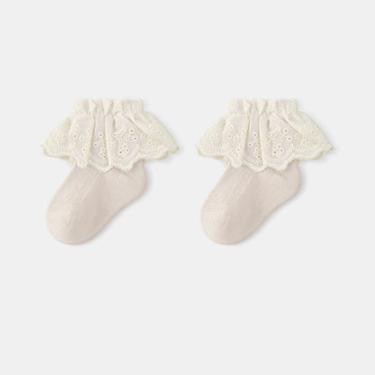 Autumn and Spring Baby Kids Girls Breathable Lace Trim Vintage Socks, MyKids-USA®, Baby & Toddler Socks & Tights, MyKids-USA - Size/Age - S (0-1Y) - Color - Beige -  -  - TR2601081405-A.