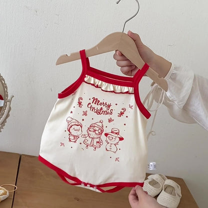 Summer and Spring Arrival Baby Unisex Long Sleeves Christmas Cartoon Bodysuit
