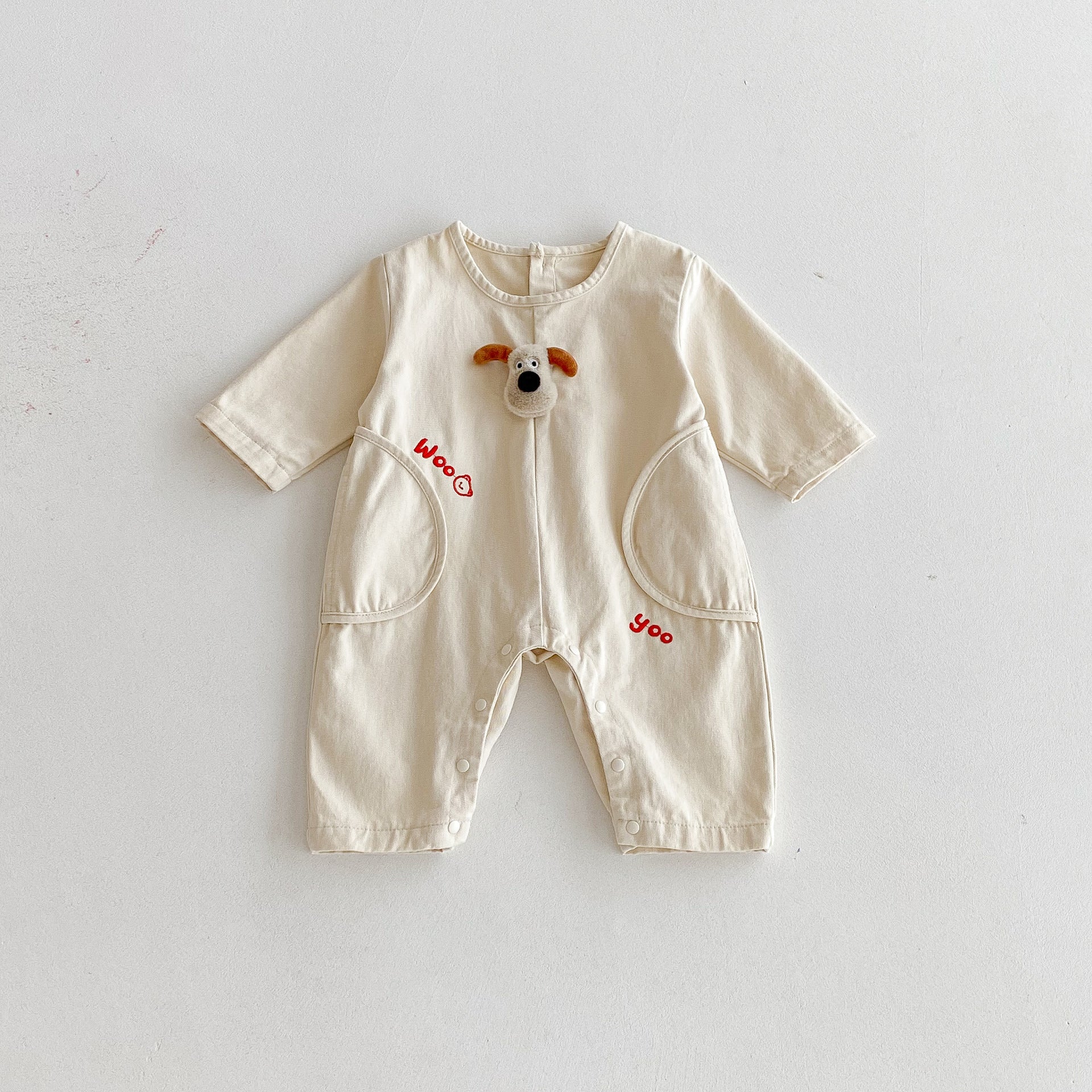 Autumn Arrival Baby Unisex Long Sleeves Animals and Letters Pattern Rompers, MyKids-USA®, Baby One-Pieces, MyKids-USA - Size/Age - 66 (3-6M) - Color - Beige -  -  - TR2509152300-A