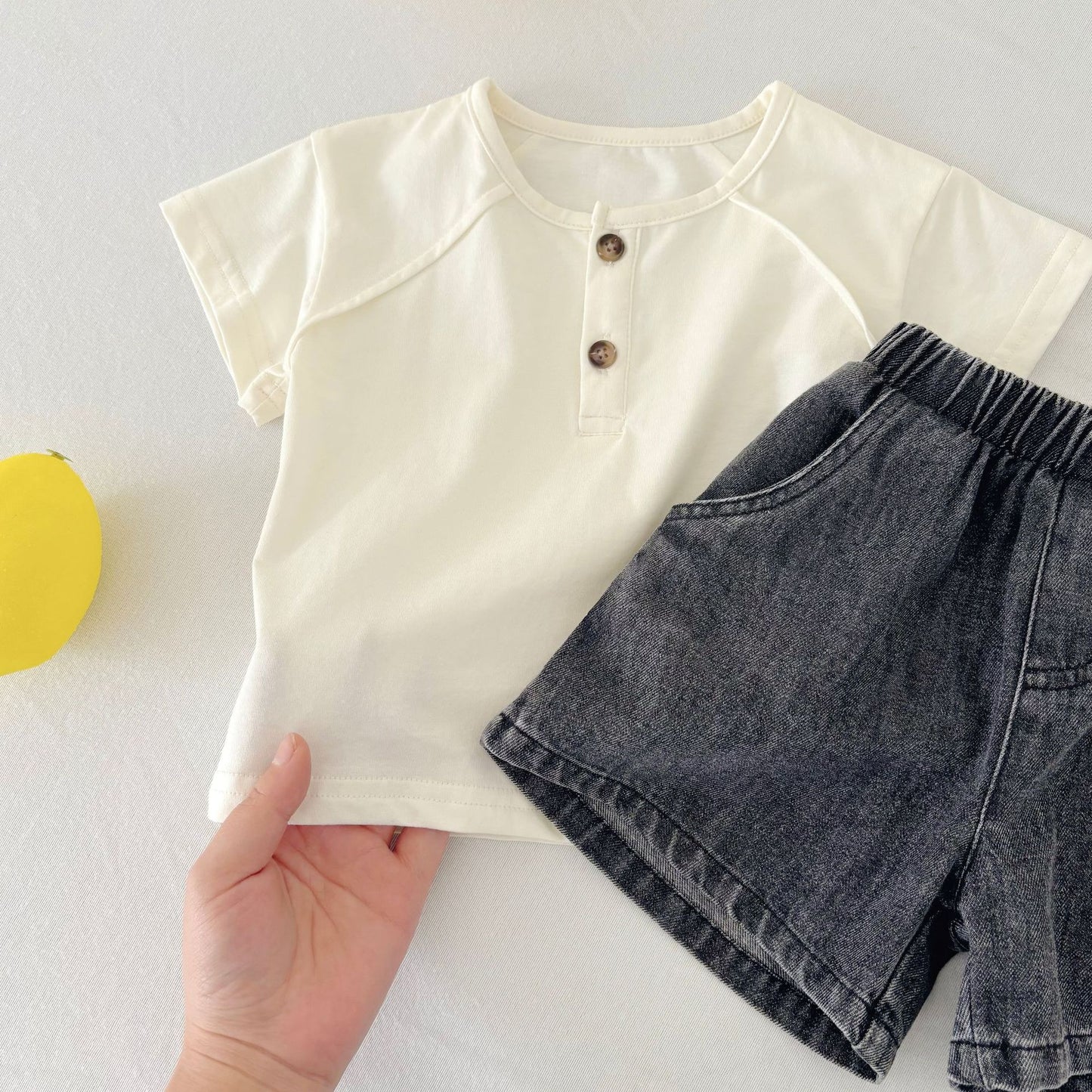 Summer Baby Kids Boys and Girls Short Sleeves Plain T-Shirt and Denim Shorts Clothing Set, MyKids-USA®, Baby & Toddler Outfits, MyKids-USA -  -  -  -  -  -  - .