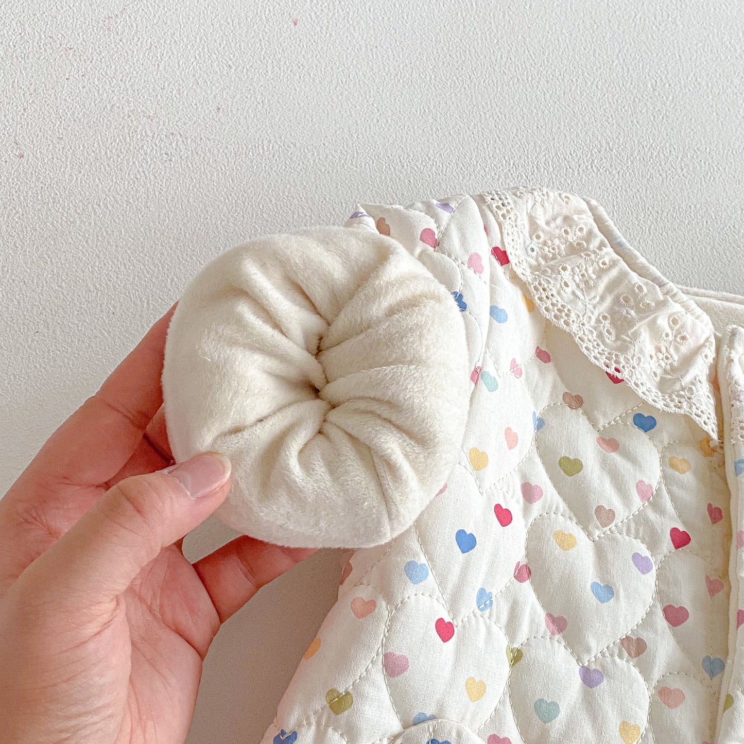 Winter Arrival Baby Girls Long Sleeves Hearts Pattern Fleece-Lined Rompers