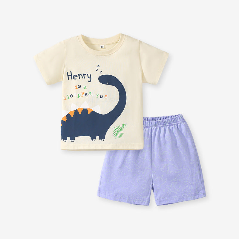 Baby Kids Unisex Animals Cartoon Print T-Shirt And Shorts Casual Clothing Set
