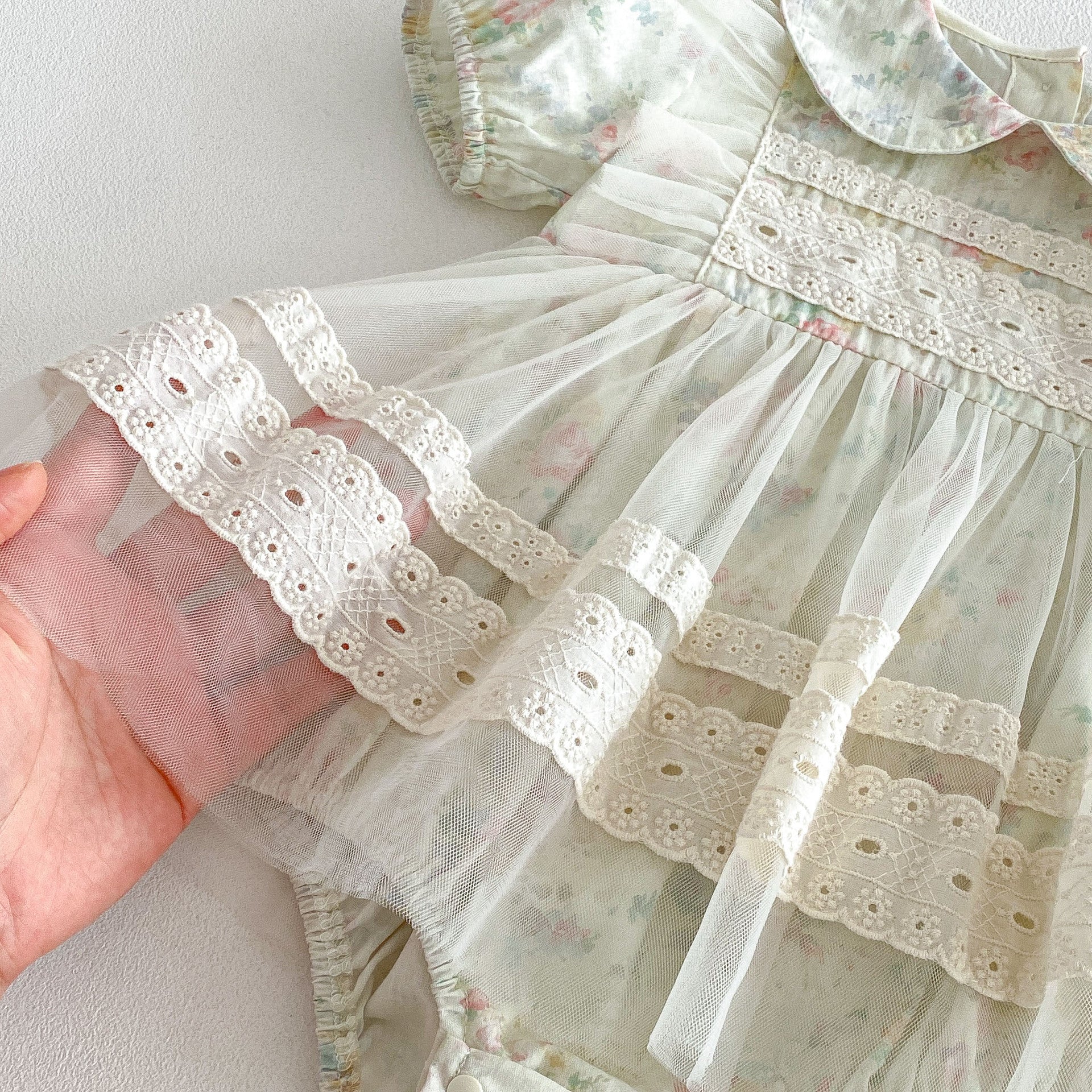 Summer Arrival Baby Girls Short Sleeves Flowers Pattern Tulle Decorated Bodysuit Dress, MyKids-USA®, Baby & Toddler Dresses, MyKids-USA -  -  -  -  -  -  - .