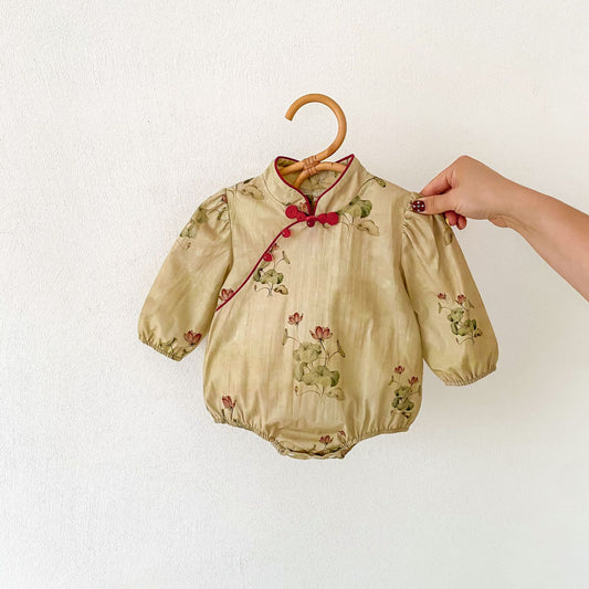 Autumn Arrival Baby Girls Long Sleeves Flowers Pattern Stand Collar Onesies, MyKids-USA®, Baby One-Pieces, MyKids-USA -  -  -  -  -  -  - 