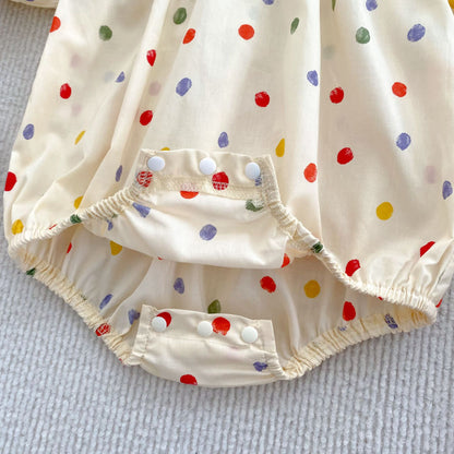 Summer Girls Coloful Dots Pattern Short Sleeves Onesies and Girls’ Dress – Princess Sister Matching Set, MyKids-USA®, Baby & Toddler Outfits, MyKids-USA -  -  -  -  -  -  - 