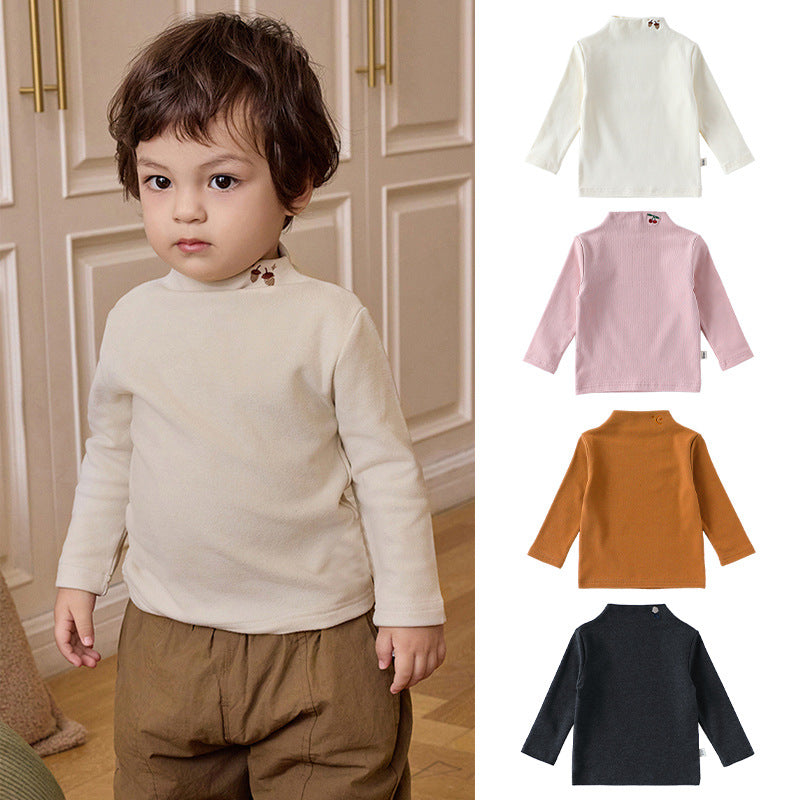 Autumn and Winter Arrival Baby Kids Unisex Embroidered Pattern Turtle Neck Long Sleeves Top, MyKids-USA®, Shirts, MyKids-USA -  -  -  -  -  -  - 
