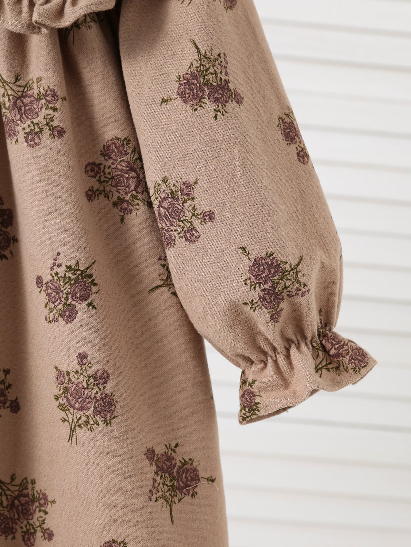 Autumn Arrival Baby Kids Girls Floral Pattern Long Sleeves Dress with Embroidered Collar, MyKids-USA®, Baby & Toddler Dresses, MyKids-USA -  -  -  -  -  -  - 