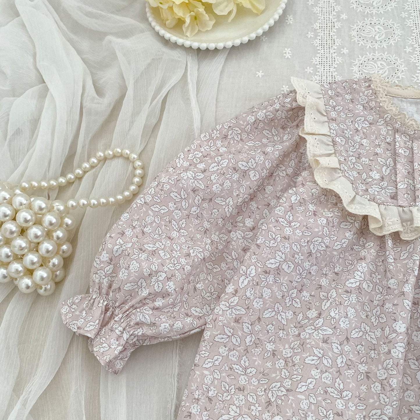 MyKids-USA® Arrival Autumn Baby Kids Girls Long Sleeves Flowers Pattern Lace Trim Top