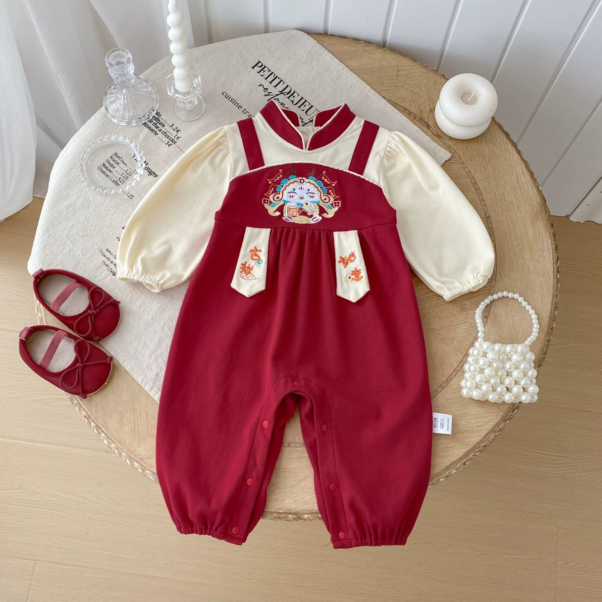 Autumn Arrival Baby Girls Long Sleeves Cartoon and Letters Embroidered Pattern Color Patchwork Rompers, MyKids-USA®, Baby One-Pieces, MyKids-USA -  -  -  -  -  -  - 