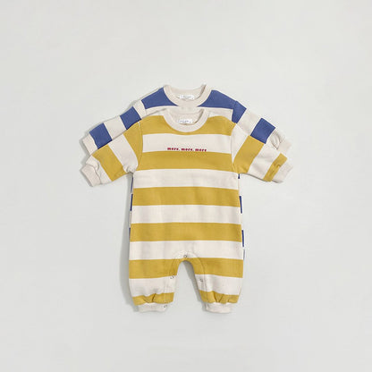 Winter and Autumn Arrival Baby Unisex Long Sleeves Striped Pattern Thick Rompers