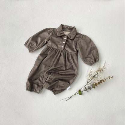 MyKids-USA® Autumn Arrival Baby Girls Long Sleeves Cute Flowers Pattern Turn Down Collar Rompers
