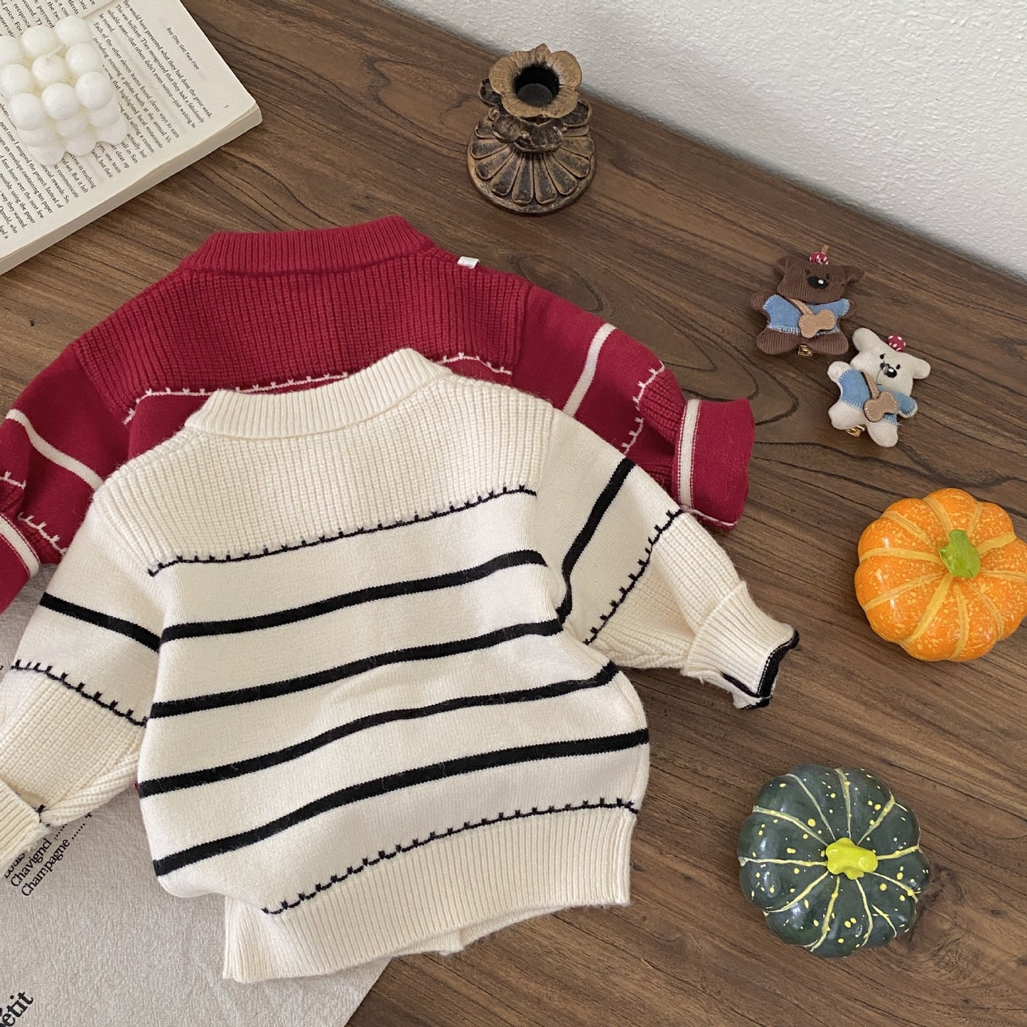 Winter and Autumn Baby Kids Unisex Striped Long Sleeves Cardigan and Pants Knitted Clothing Set, MyKids-USA®, Baby & Toddler Outfits, MyKids-USA -  -  -  -  -  -  - 