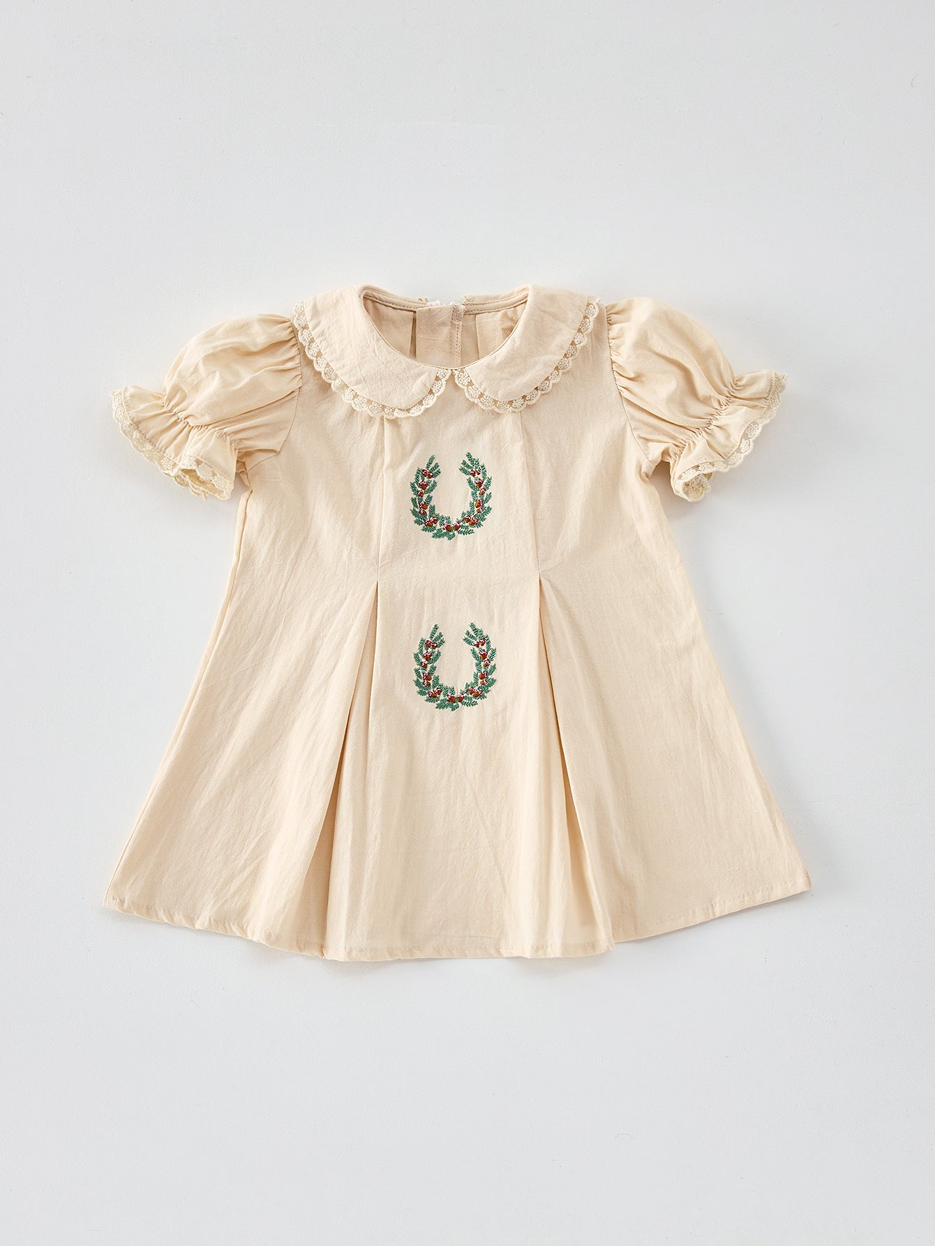 MyKids-USA® Summer Arrival Flowers Wreath Pattern Short Sleeves Dress for Stylish Girls