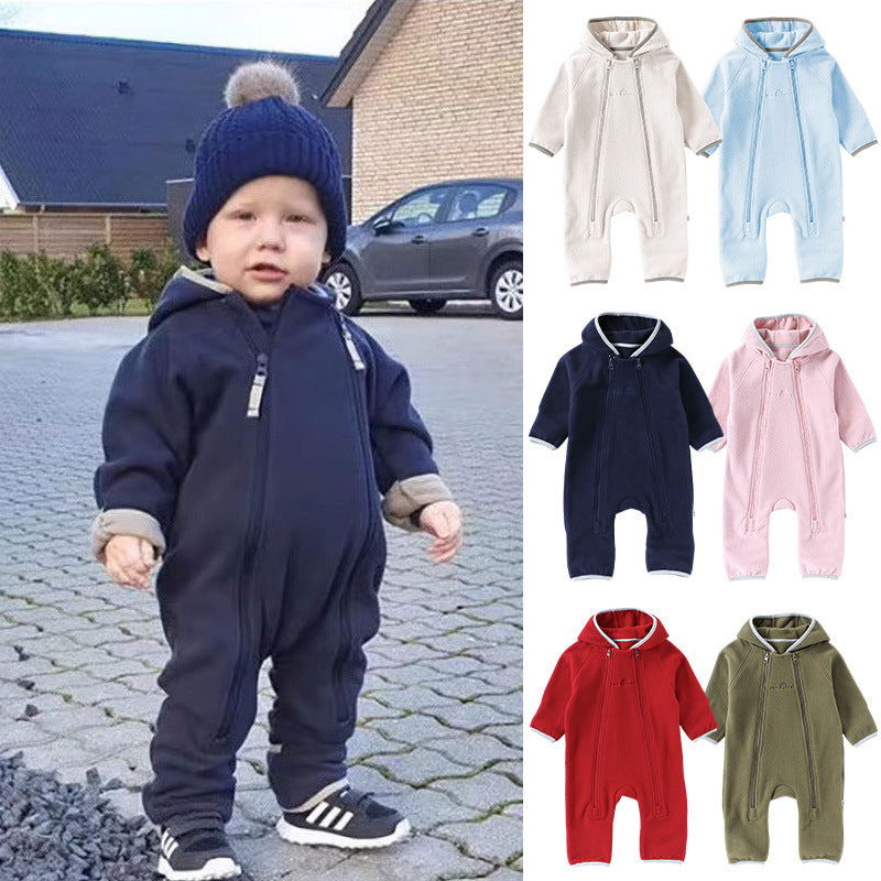 Winter Arrival Baby Unisex Long Sleeves Solid Color Letters Pattern Zip-up Rompers, MyKids-USA®, Baby One-Pieces, MyKids-USA -  -  -  -  -  -  - 