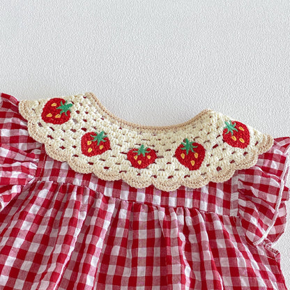 Summer Arrival Baby Girls Fly Sleeves Plaid Pattern Rompers Bodysuits, MyKids-USA®, Baby & Children's One-Pieces, MyKids-USA -  -  -  -  -  -  - .