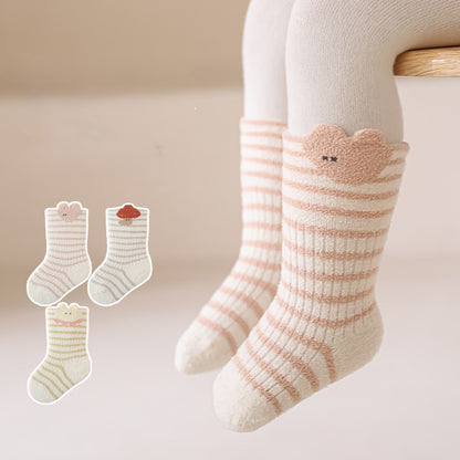 Autumn and Winter Arrival Baby Unisex Breathable Striped/Animals Pattern Socks 1 Lot=3-Pair Set