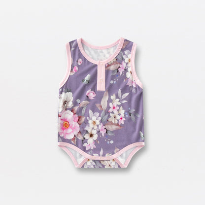 Summer Arrival Baby Sleeveless Floral and Animals Pattern Bodysuits, MyKids-USA®, Baby & Children's One-Pieces, MyKids-USA - Size/Age - 59 (0-3M) - Color - Purple -  -  - TR2605182214-E.