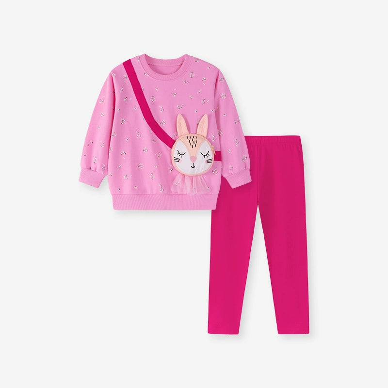 Spring and Autumn Girls Flowers and Animals Pattern Long Sleeves Sweatshirt and Pants Clothing Set, MyKids-USA®, Baby & Toddler Outfits, MyKids-USA - Size/Age - 90 (12-24M) - Color - Pink -  -  - TR2508052259-A